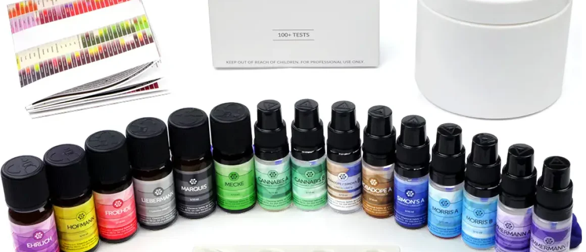 Reagenzien-Testset mit Marquis, Mecke, Liebermann, Froehde, Ehrlich, Hofmann, Cannabis, Robadope, Simon's, Morris, Zimmermann