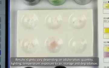 Farbtabelle der Reagenztests für Mephedron (4-MMC)